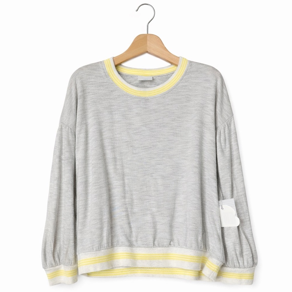Stem Kids Gray Yellow Trim Sweatshirt Girls Size 6 Organic Cotton NWT Basic Top